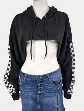 Social Collision Extreme Crop Long Sleeve Hooded Game Over Sweatshirt Size 3X